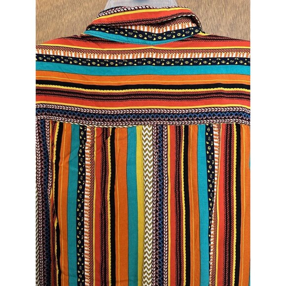 NENDU MENS 2XL Colorful Striped Button Down Short Sleeve Shirt - Picture 5 of 10